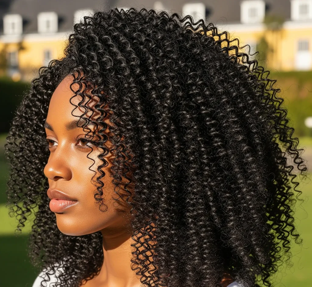 corkscrew curls, often the size of a pencil or straw, packed densely together