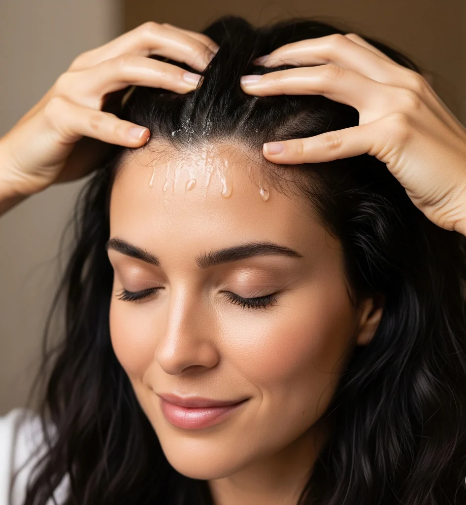 using a gentle, hydrating scalp treatment or serum