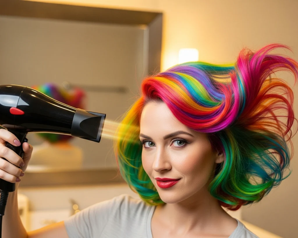 Heat styling tools like flat irons, curling irons, and blow dryers can contribute to color fading by further opening the hair cuticle