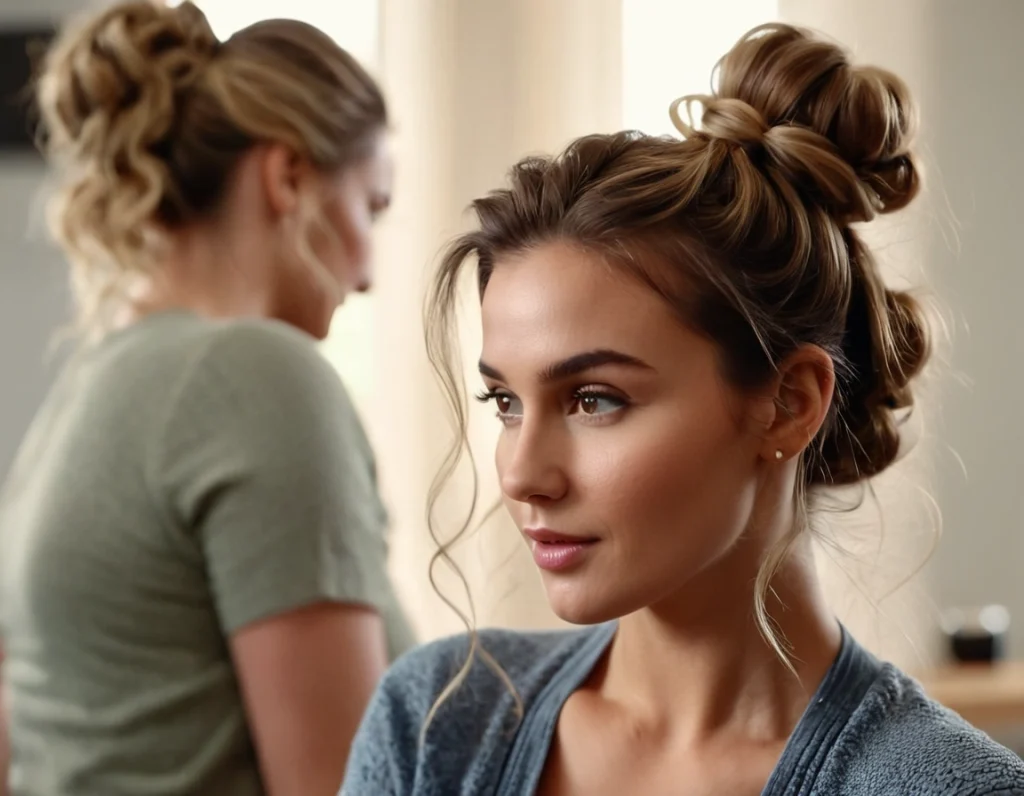 A messy bun or a high ponytail with wavy tendrils framing the face are also excellent choices for a casual, chic vibe.