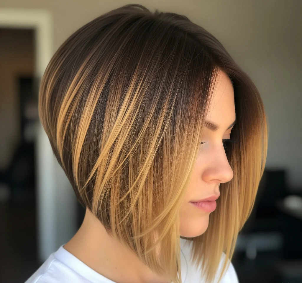 Balayage and ombre techniques are particularly effective with angled bobs