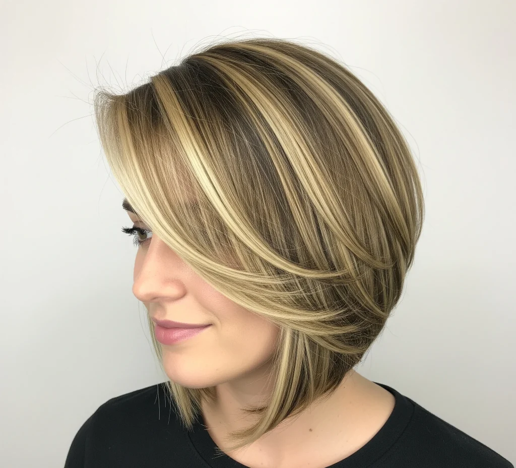 Highlighting and lowlighting techniques can add incredible dimension to angled bobs.