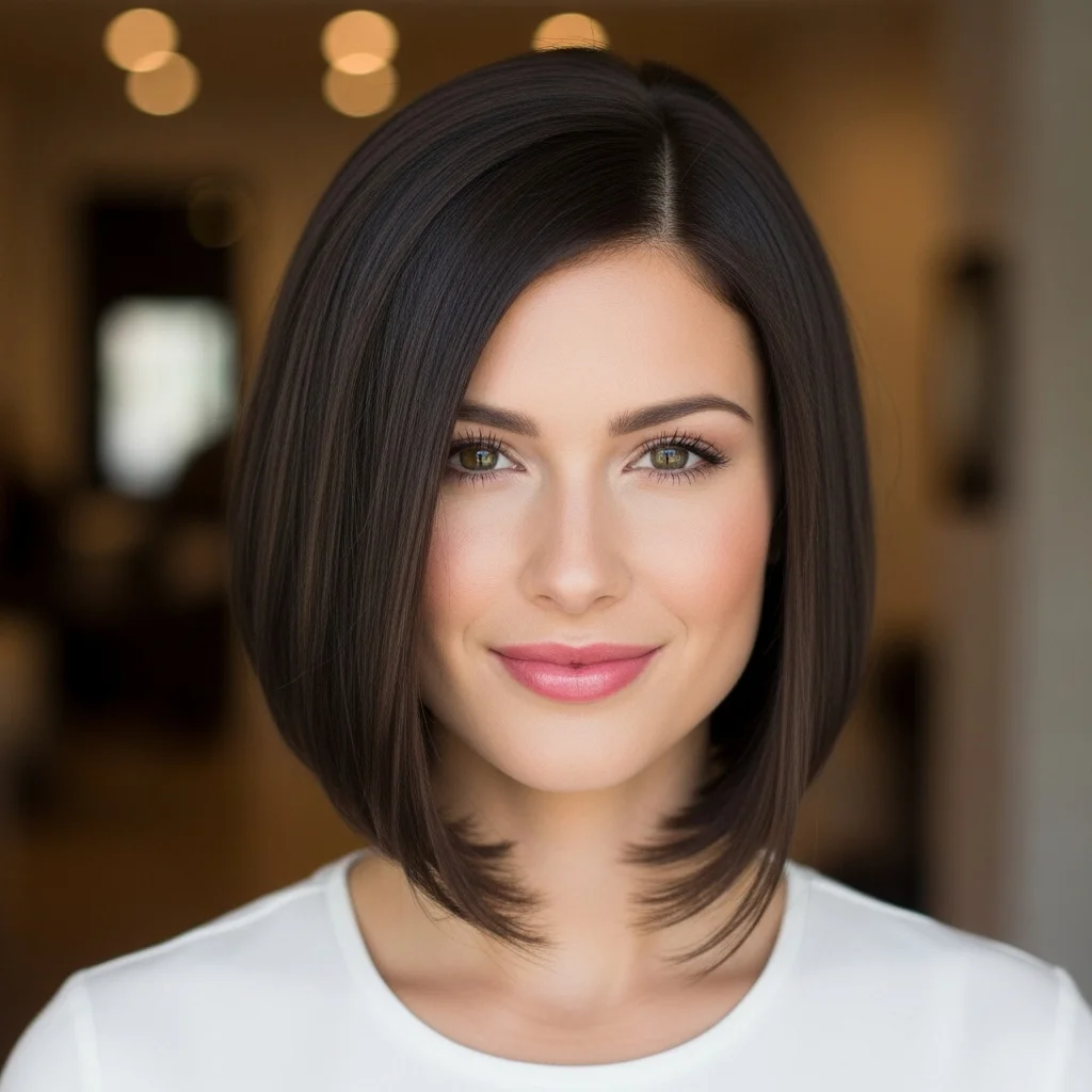 Heart-shaped faces are particularly well-suited to angled bobs