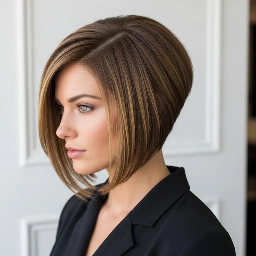For round faces, angled bobs work exceptionally well by creating vertical lines that elongate the appearance of the face.