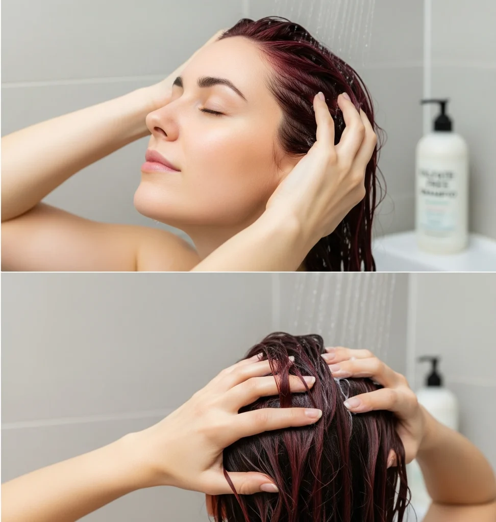 First wash after dyeing: use cool/lukewarm water and sulfate-free shampoo to protect color.