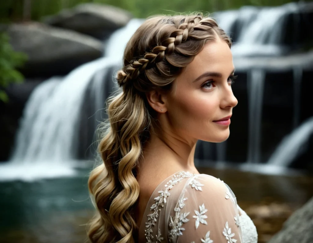 For a full updo, a loose, voluminous chignon or a braided bun can be created, allowing some wavy pieces to softly frame the face for a softer, more ethereal look.