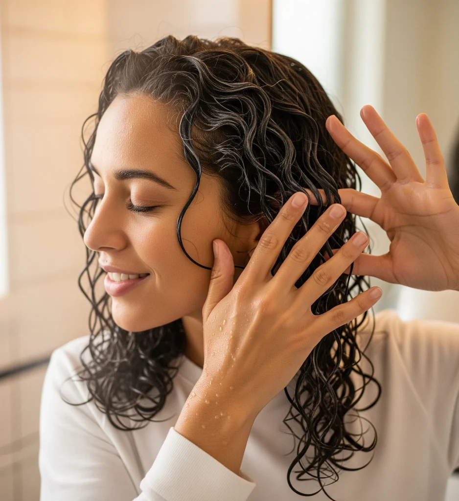 Detangling curly hair requires patience and the right tools.