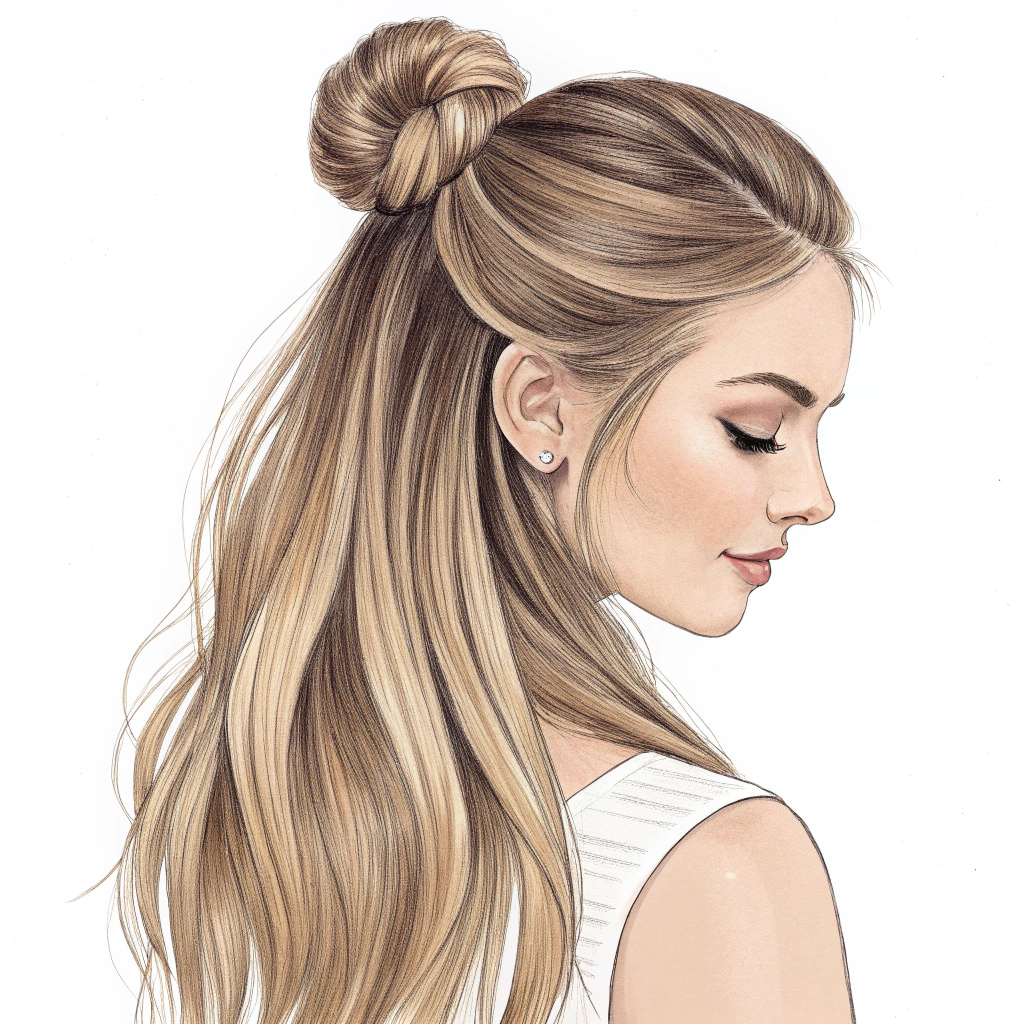 The half-up long hairstyle is incredibly versatile