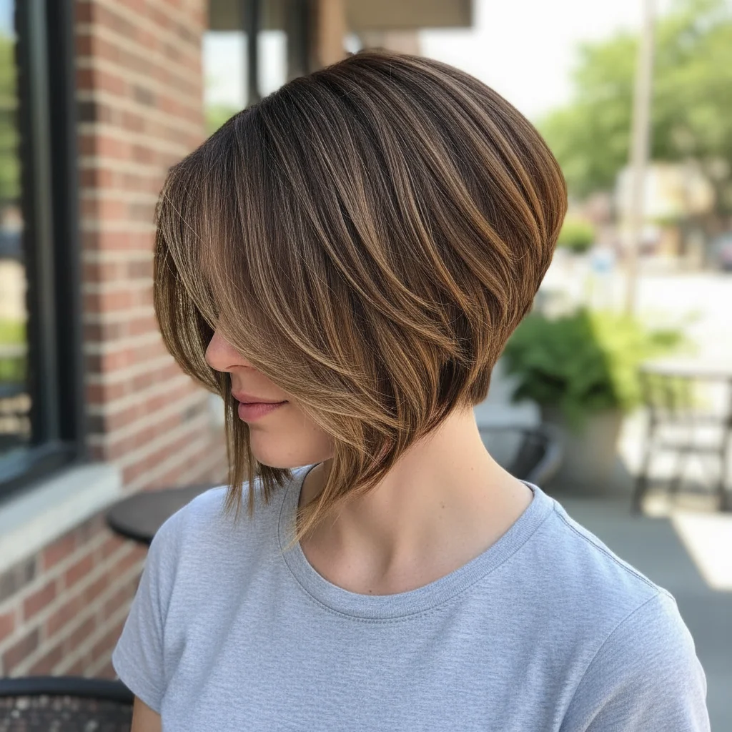 Inverted/Graduated Bob: Features a shorter back that gradually lengthens towards the front