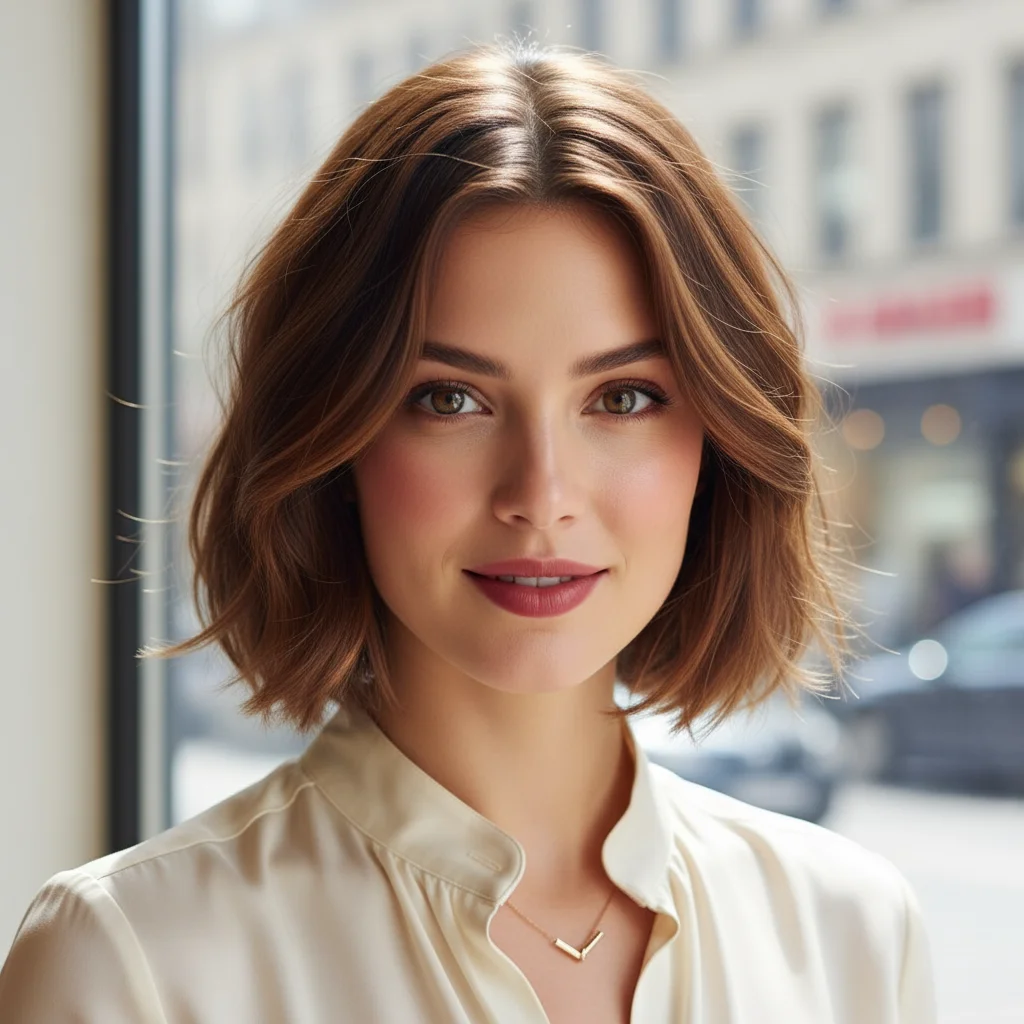 On Oval face shape Almost any layered bob style works well