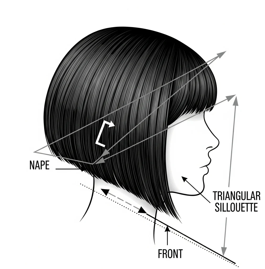 The angled bob, also known as an A-line bob or inverted bob, is defined by its distinctive geometric shape.
