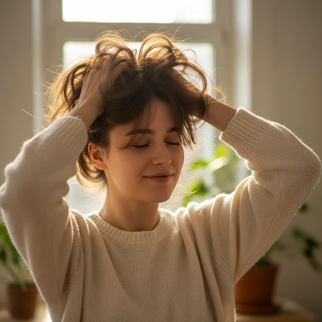 Constantly touching or running your fingers through your hair disrupts the cuticle and can lead to frizz.