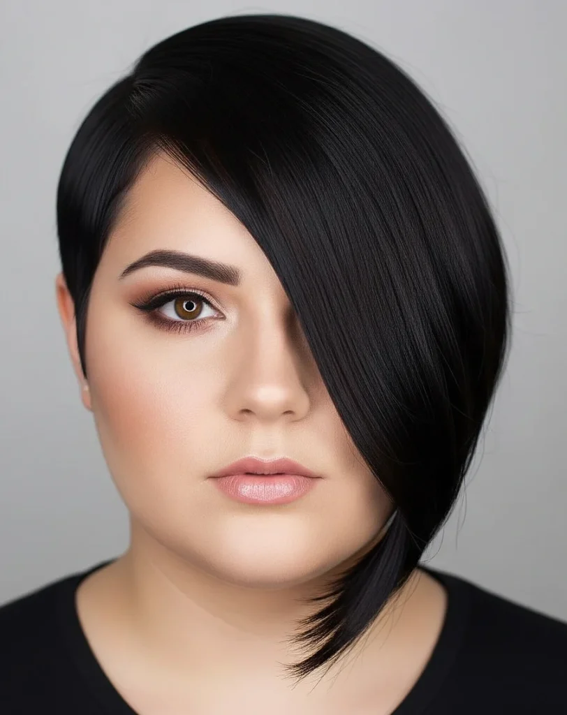 Asymmetrical Bob: Deep side part (aligned with the outer corner of your eye)