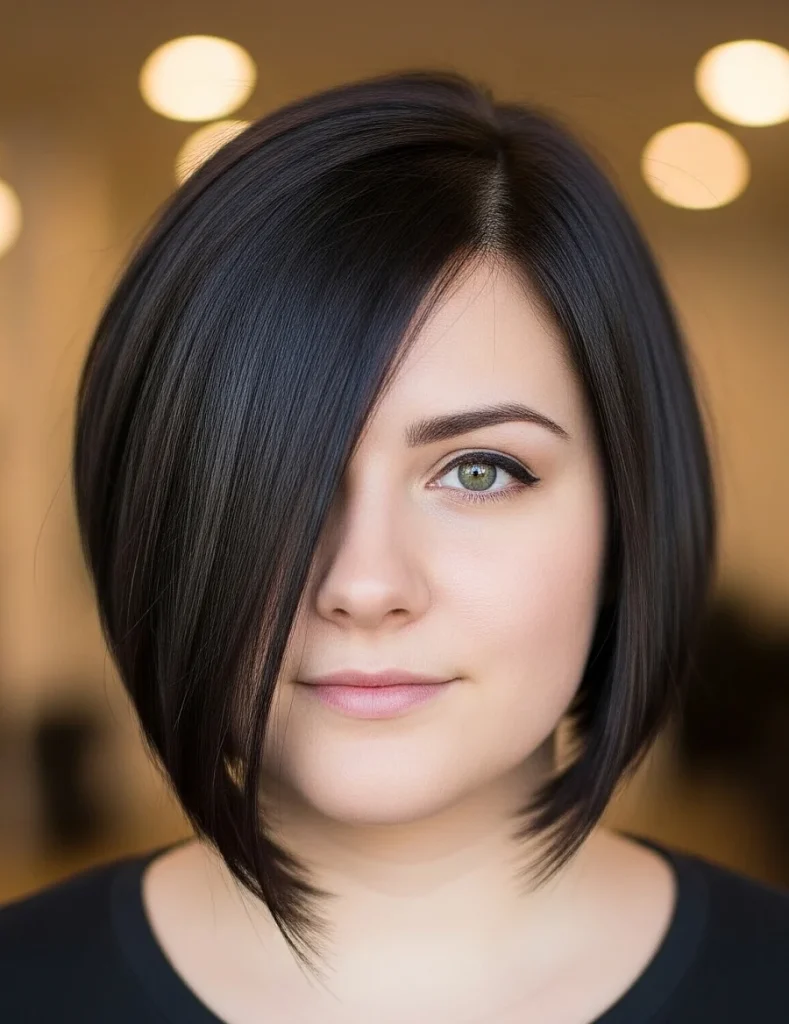 Asymmetrical Bob : One side cut 1-2 inches shorter than the other
