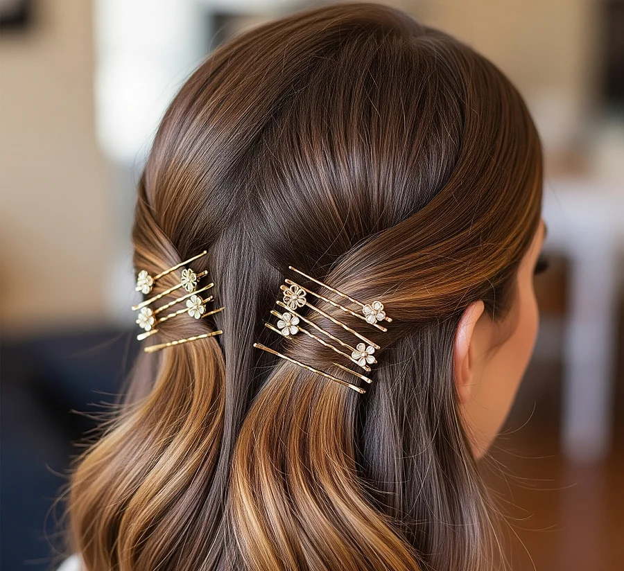 Stack decorative bobby pins or use contrasting colors for subtle yet stylish details