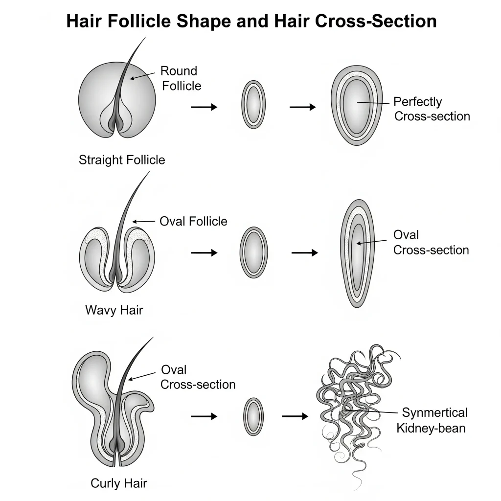 This inherent shape dictates the way keratin proteins are distributed within the hair strand.