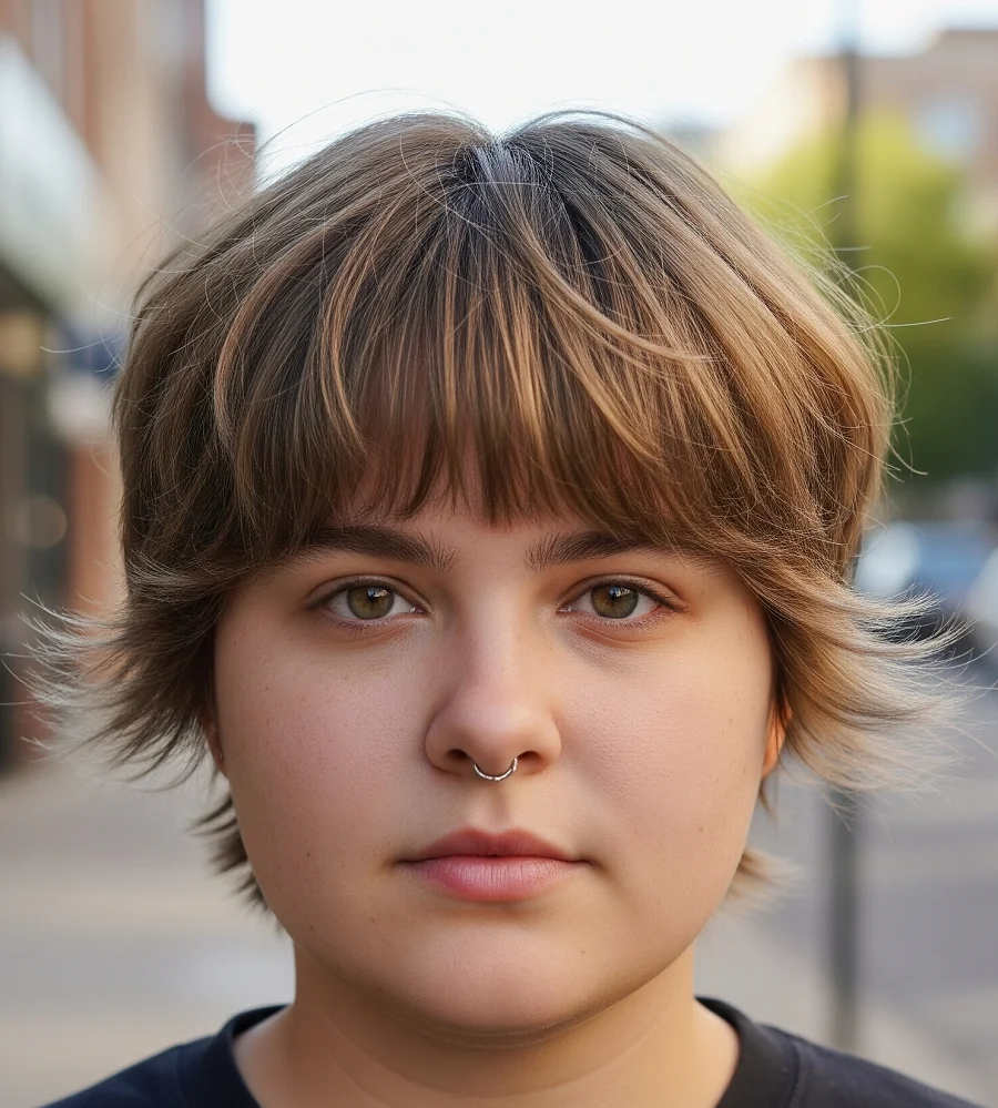 Long Bangs Crop: Wispy, eyebrow-skimming bangs