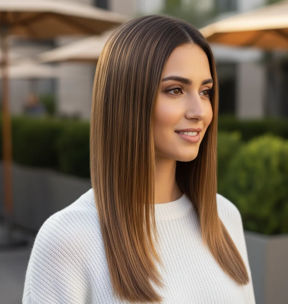 Sleek Straight : Professional, formal settings : Creates polished, sophisticated appearance