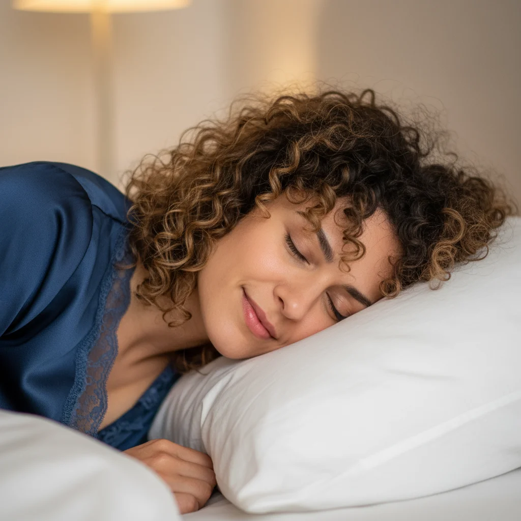 Sleeping on cotton pillowcases can cause friction, leading to frizz and stretched-out curls,