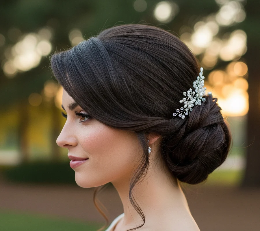 The Side Swept Messy Bun :
This romantic asymmetrical style adds drama and works beautifully for special occasions.