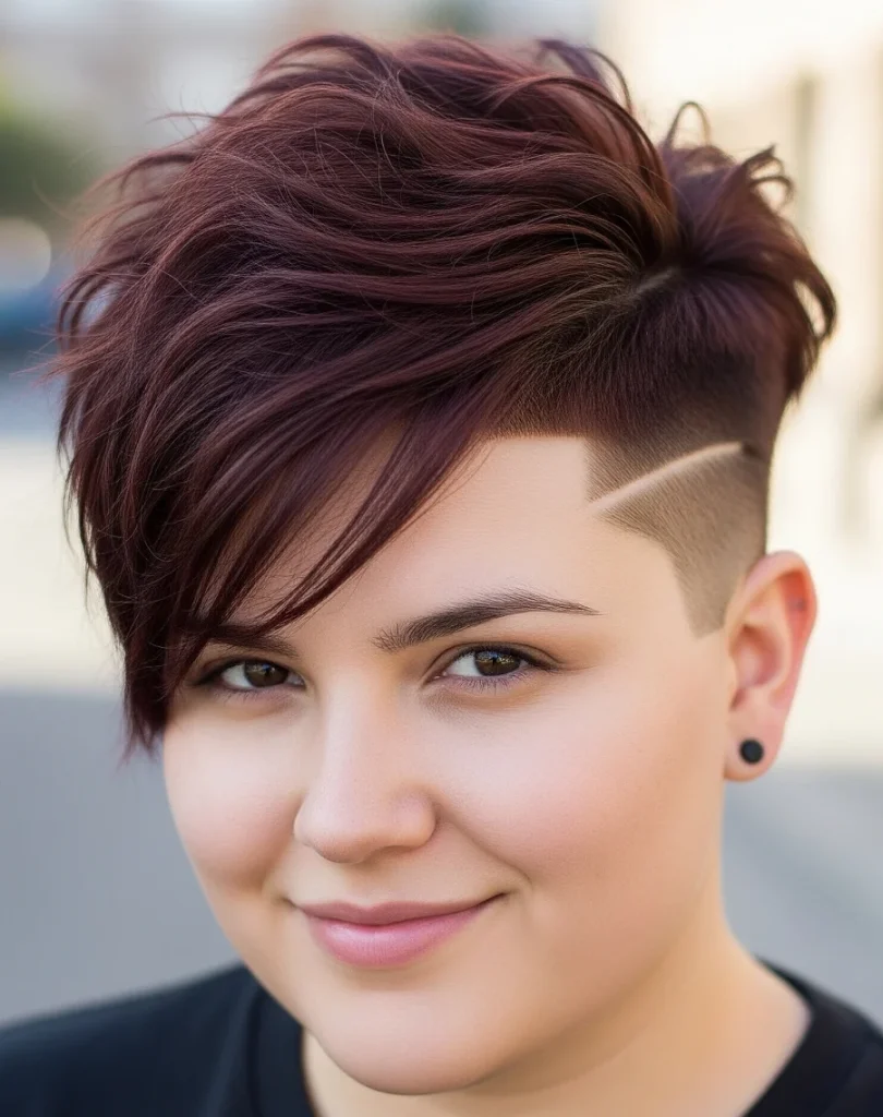 Undercut Pixie: Disconnected top layer with heavy texture