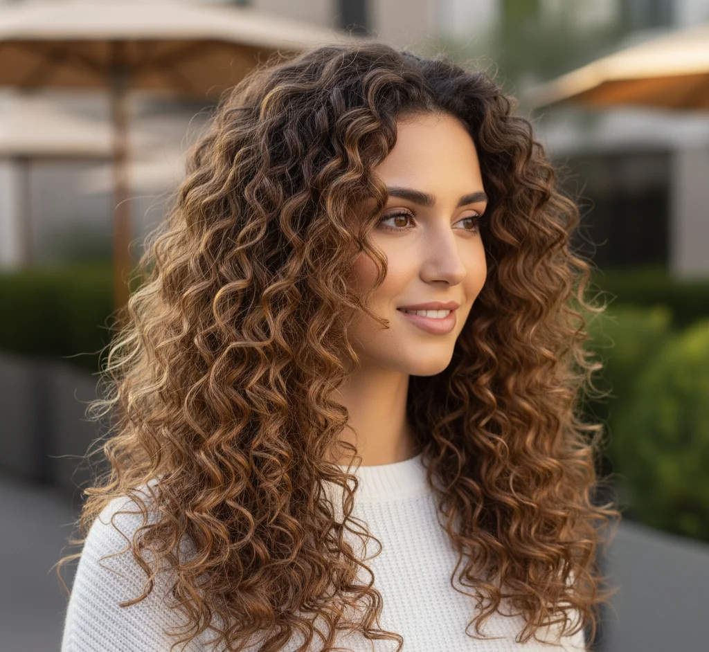 Voluminous Curls : Evening events, parties : Maximizes light reflection and glamour