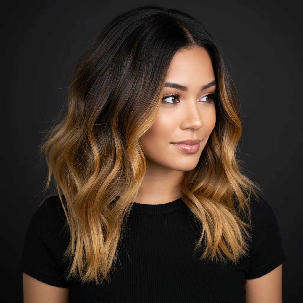 ombre creates a gradual transition from darker roots to lighter ends.
