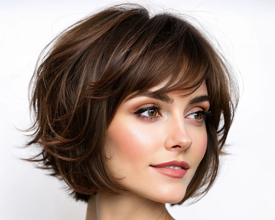 Textured Shag: Length between chin and shoulders